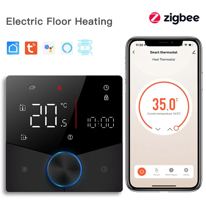 BSEED Okostermosztát padlófűtéshez, Zigbee, Smart vagy Wifi-s